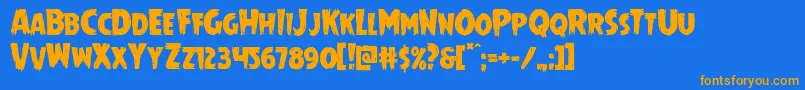 Mrsmonster Font – Orange Fonts on Blue Background