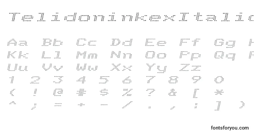 Czcionka TelidoninkexItalic – alfabet, cyfry, specjalne znaki