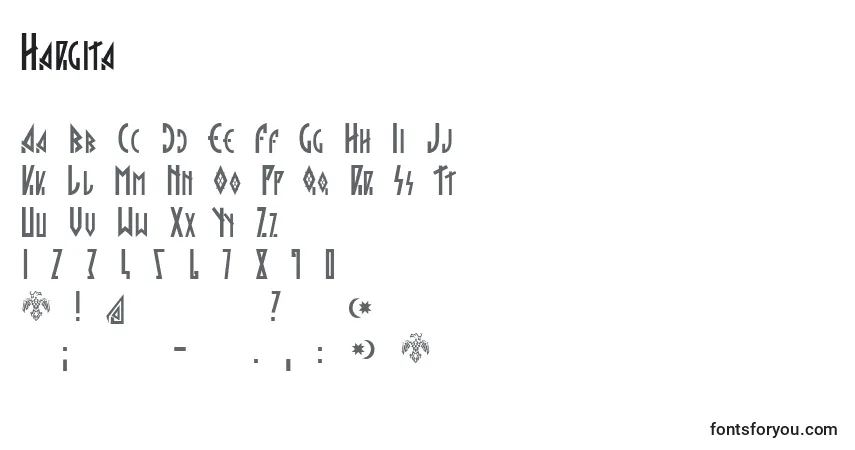 A fonte Hargita – alfabeto, números, caracteres especiais