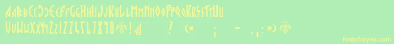 Hargita-Schriftart – Gelbe Schriften auf grünem Hintergrund
