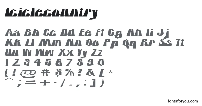 Iciclecountryフォント–アルファベット、数字、特殊文字