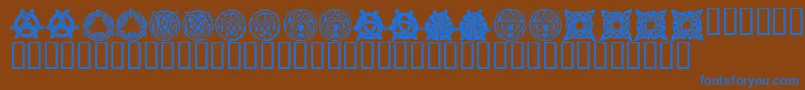 KrKelticThree-Schriftart – Blaue Schriften auf braunem Hintergrund