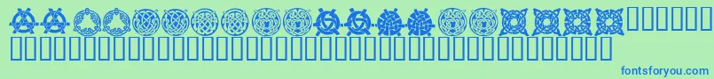 Шрифт KrKelticThree – синие шрифты на зелёном фоне