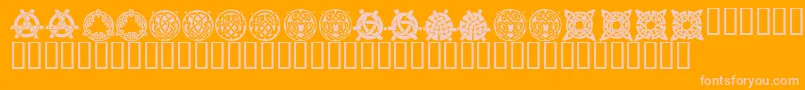 KrKelticThree-Schriftart – Rosa Schriften auf orangefarbenem Hintergrund
