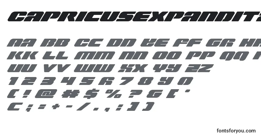Шрифт Capricusexpandital – алфавит, цифры, специальные символы