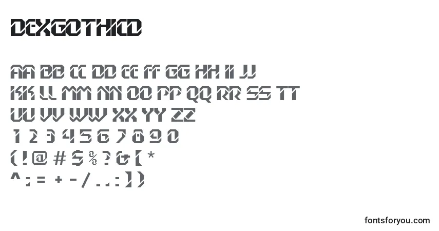 Czcionka Dexgothicd – alfabet, cyfry, specjalne znaki