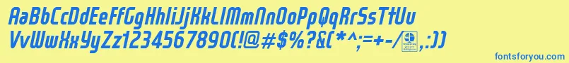 WoxModelistBoldItalicDemo Font – Blue Fonts on Yellow Background