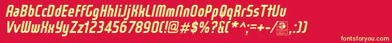 WoxModelistBoldItalicDemo Font – Yellow Fonts on Red Background