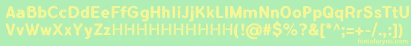 FlamanteRoundBoldFfp-Schriftart – Gelbe Schriften auf grünem Hintergrund