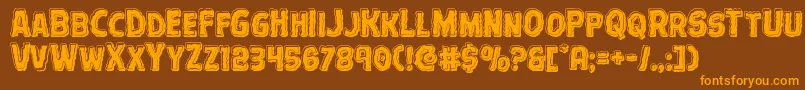 Terrorbabblebevel-Schriftart – Orangefarbene Schriften auf braunem Hintergrund