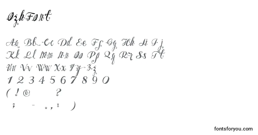 Czcionka OzhFont – alfabet, cyfry, specjalne znaki