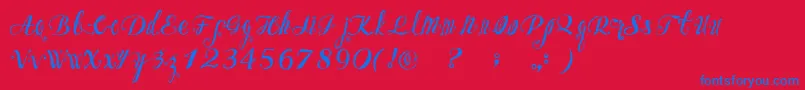 OzhFont Font – Blue Fonts on Red Background