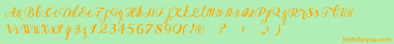 Weitere Informationen zur OzhFont-Schriftart OzhFont-Schriftart – Orangefarbene Schriften auf grünem Hintergrund