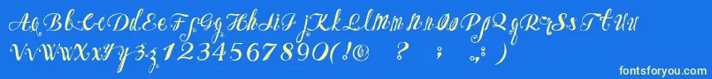 OzhFont-Schriftart – Gelbe Schriften auf blauem Hintergrund