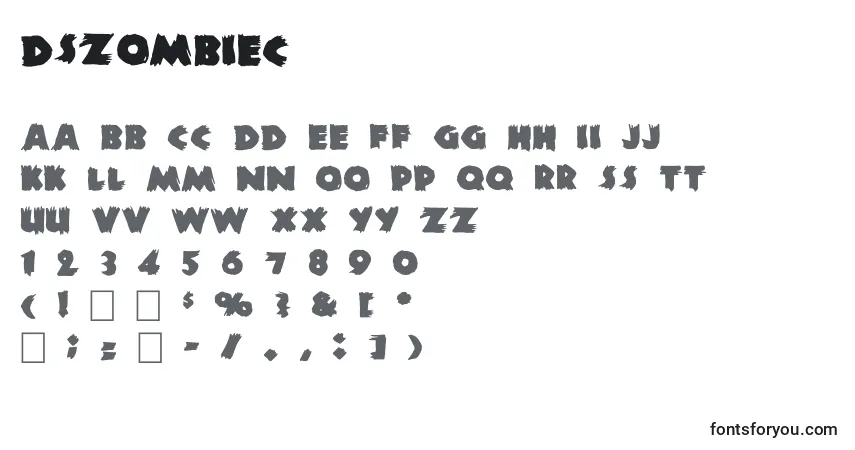 A fonte Dszombiec – alfabeto, números, caracteres especiais