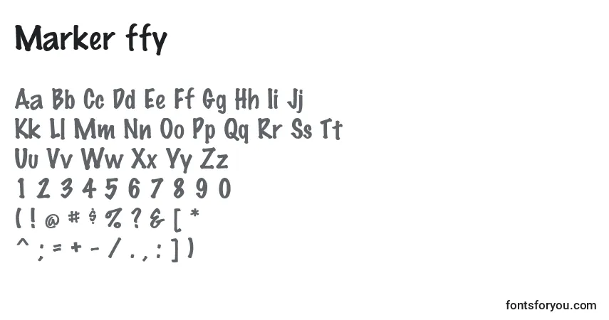 A fonte Marker ffy – alfabeto, números, caracteres especiais