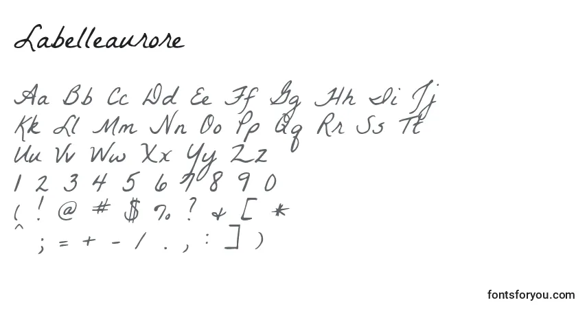 Czcionka Labelleaurore – alfabet, cyfry, specjalne znaki