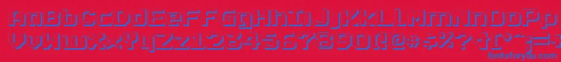 Realpolv2s-Schriftart – Blaue Schriften auf rotem Hintergrund