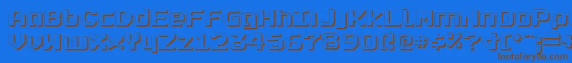 フォントRealpolv2s – 茶色の文字が青い背景にあります。