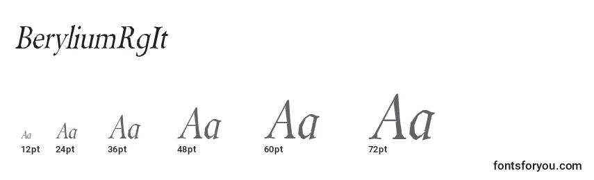 Размеры шрифта BeryliumRgIt