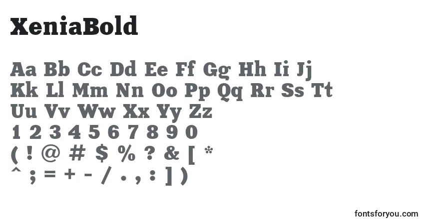 Schriftart XeniaBold – Alphabet, Zahlen, spezielle Symbole
