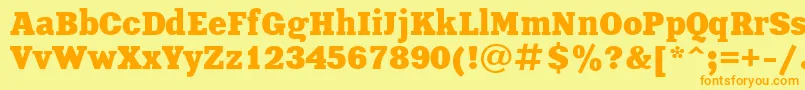 XeniaBold-fontti – oranssit fontit keltaisella taustalla