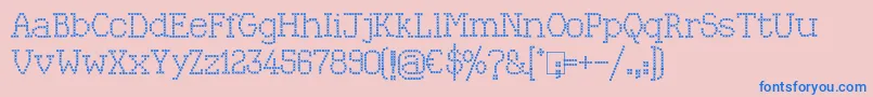 フォントKingthingsXstitch – ピンクの背景に青い文字
