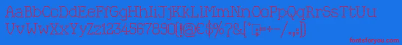 KingthingsXstitch-Schriftart – Rote Schriften auf blauem Hintergrund