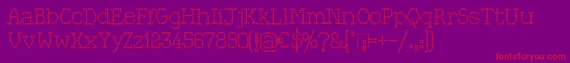 KingthingsXstitch-Schriftart – Rote Schriften auf violettem Hintergrund