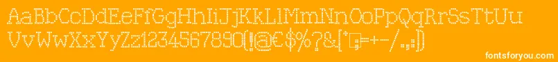 KingthingsXstitch-Schriftart – Weiße Schriften auf orangefarbenem Hintergrund