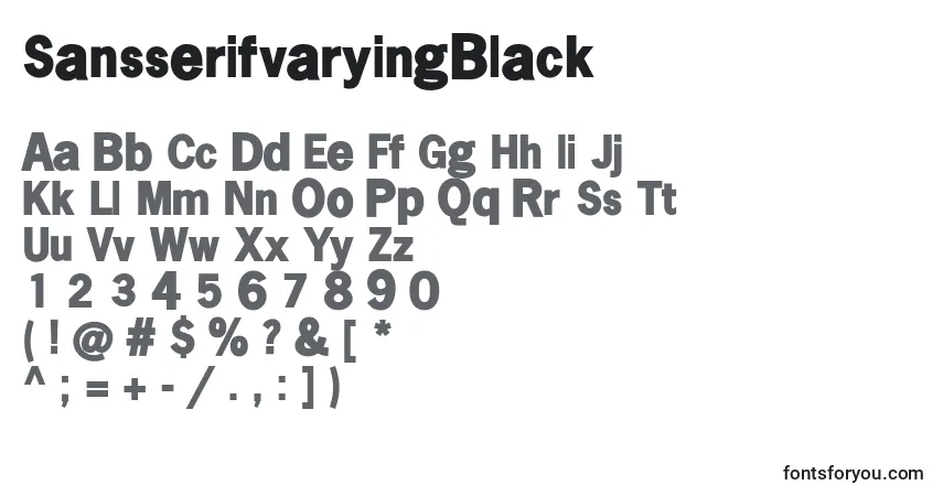A fonte SansserifvaryingBlack – alfabeto, números, caracteres especiais