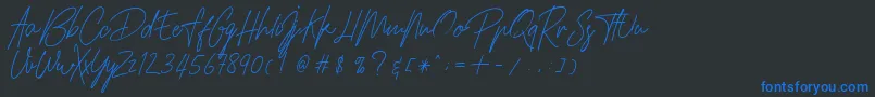 HamilltonDemo-Schriftart – Blaue Schriften auf schwarzem Hintergrund