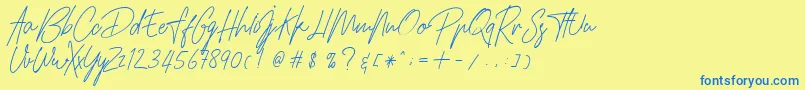 HamilltonDemo Font – Blue Fonts on Yellow Background