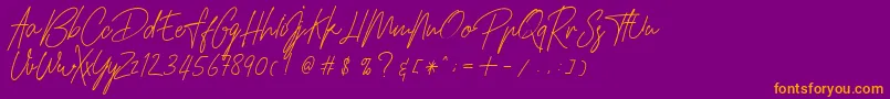 HamilltonDemo-fontti – oranssit fontit violetilla taustalla