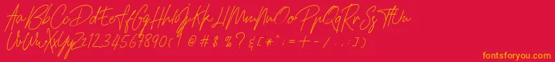 フォントHamilltonDemo – 赤い背景にオレンジの文字