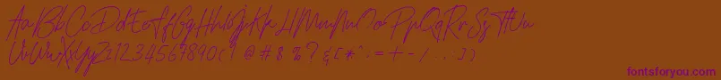 HamilltonDemo-Schriftart – Violette Schriften auf braunem Hintergrund