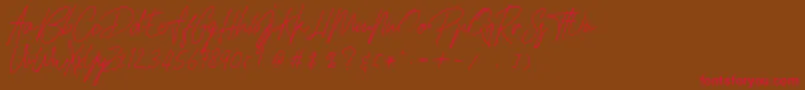 Weitere Informationen zur HamilltonDemo-Schriftart HamilltonDemo-Schriftart – Rote Schriften auf braunem Hintergrund