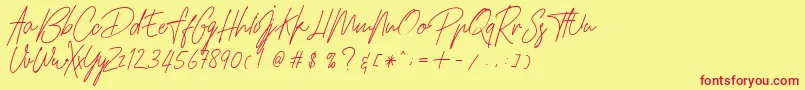 フォントHamilltonDemo – 赤い文字の黄色い背景