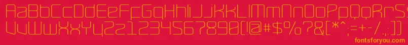 RavepartyThin-Schriftart – Orangefarbene Schriften auf rotem Hintergrund