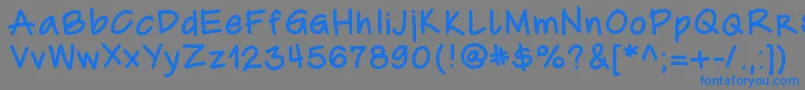 フォントCarohand – 灰色の背景に青い文字