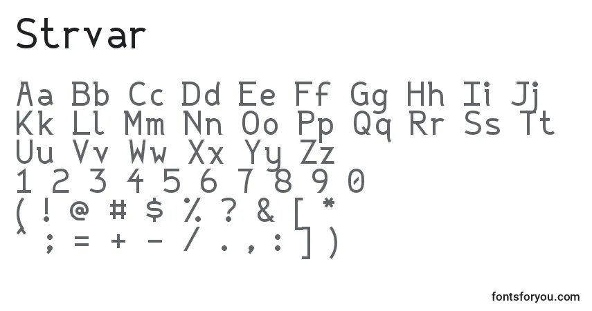 Fuente Strvar - alfabeto, números, caracteres especiales