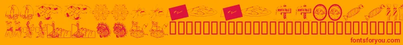 KrChristmas2002Dings4 Font – Red Fonts on Orange Background