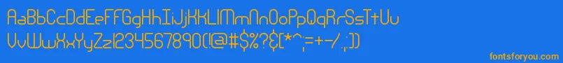 フォントNanosecondThinBrk – オレンジ色の文字が青い背景にあります。