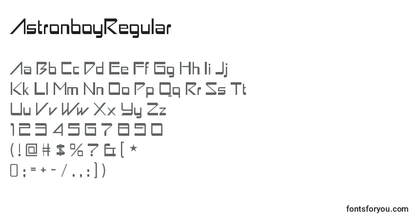 Czcionka AstronboyRegular – alfabet, cyfry, specjalne znaki