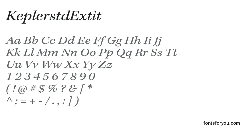 Czcionka KeplerstdExtit – alfabet, cyfry, specjalne znaki