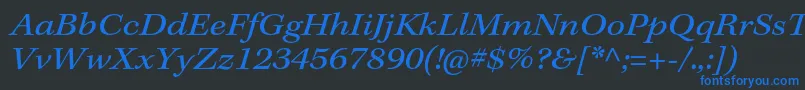 KeplerstdExtit-fontti – siniset fontit mustalla taustalla