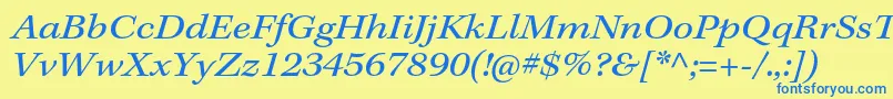 フォントKeplerstdExtit – 青い文字が黄色の背景にあります。