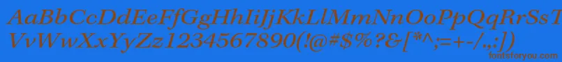 KeplerstdExtit-Schriftart – Braune Schriften auf blauem Hintergrund
