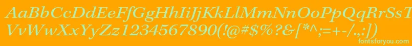 KeplerstdExtit-fontti – vihreät fontit oranssilla taustalla