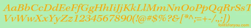 KeplerstdExtit-fontti – oranssit fontit vihreällä taustalla